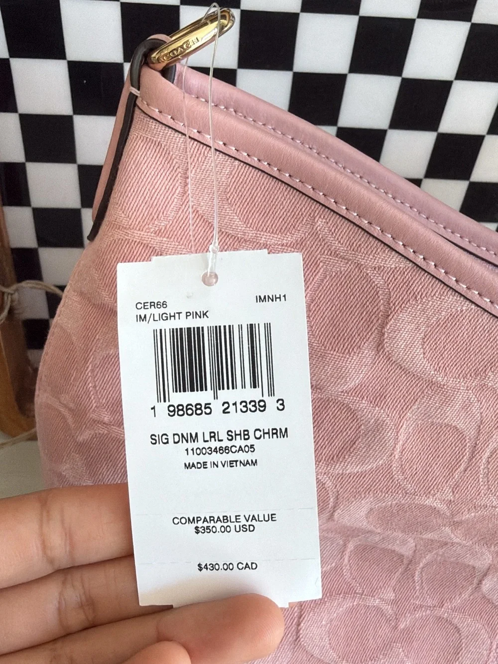 🌸COACH Pink Denim Laurel Shoulder Bag NWT